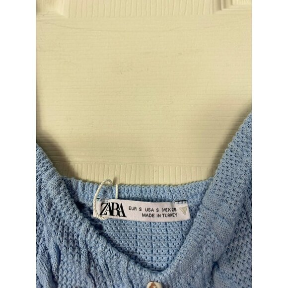 ZARA Women's Cable Knit Crop Top Tank Baby Blue Size Small NWT - Picture 14 of 16